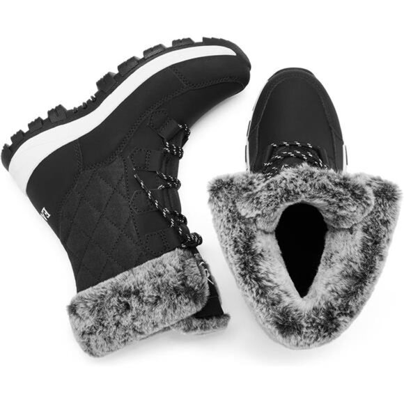 Women's Snow Boots Waterproof Winter Boots Mid-Calf Outdoor Lightweight Warm Fur - Picture 6 of 7